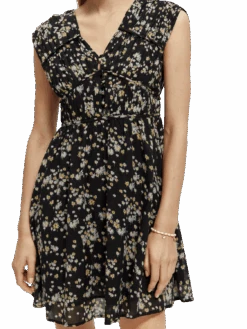 Scotch & Soda V-Neck Sleeveless Mini Dress 20 Scotch & Soda V-Neck Sleeveless Mini Dress -Scotch & Soda 172331 Dandelion 20Black NHD DTL2