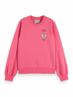 Scotch & Soda Crewneck Artwork Sweatshirt -Scotch & Soda 172376 Pink 20Punch FNT