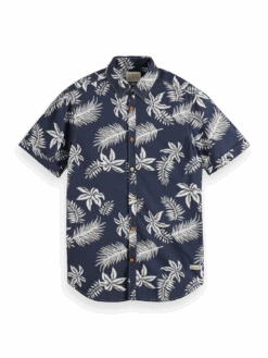 Scotch & Soda Regular Fit Printed Poplin Shirt -Scotch & Soda 172477 Navy 20Leaf FNT