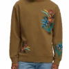 Scotch & Soda Relaxed Fit Embroidered Crewneck Sweatshirt -Scotch & Soda 172636 Khaki NHD CRP