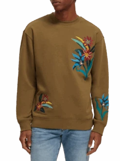 Scotch & Soda Relaxed Fit Embroidered Crewneck Sweatshirt