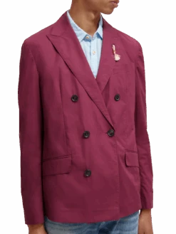 Scotch & Soda Lightweight Double-Breasted Blazer -Scotch & Soda 172689 Dahlia NHD DTL1