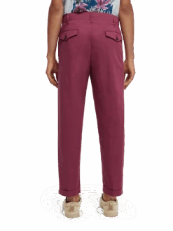 Scotch & Soda Loose Tapered-Fit Pleated Chino -Scotch & Soda 172691 Dahlia NHD BCK