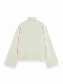 Scotch & Soda Half-Zip Trumpet-Sleeved Sweatshirt -Scotch & Soda 172737 Vanilla 20White BCK
