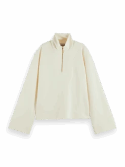 Scotch & Soda Half-Zip Trumpet-Sleeved Sweatshirt -Scotch & Soda 172737 Vanilla 20White FNT