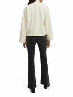 Scotch & Soda Half-Zip Trumpet-Sleeved Sweatshirt -Scotch & Soda 172737 Vanilla 20White NHD BCK
