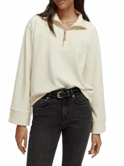 Scotch & Soda Half-Zip Trumpet-Sleeved Sweatshirt