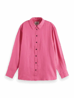 Scotch & Soda Oversized Linen Shirt -Scotch & Soda 172771 Pink 20Punch FNT