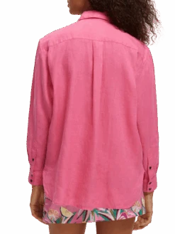 Scotch & Soda Oversized Linen Shirt -Scotch & Soda 172771 Pink 20Punch NHD BCK