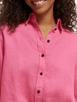 Scotch & Soda Oversized Linen Shirt -Scotch & Soda 172771 Pink 20Punch NHD DTL1