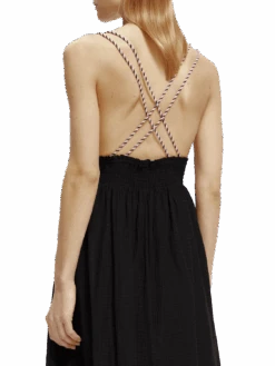 Scotch & Soda Smocked Midi Strap Dress -Scotch & Soda 172819 Black NHD DTL2
