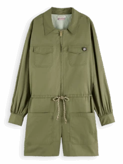 Scotch & Soda Long-Sleeved Utility Playsuit -Scotch & Soda 172820 Olive 20Green FNT