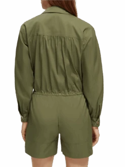 Scotch & Soda Long-Sleeved Utility Playsuit -Scotch & Soda 172820 Olive 20Green NHD BCK