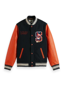 Scotch & Soda Leather College Bomber