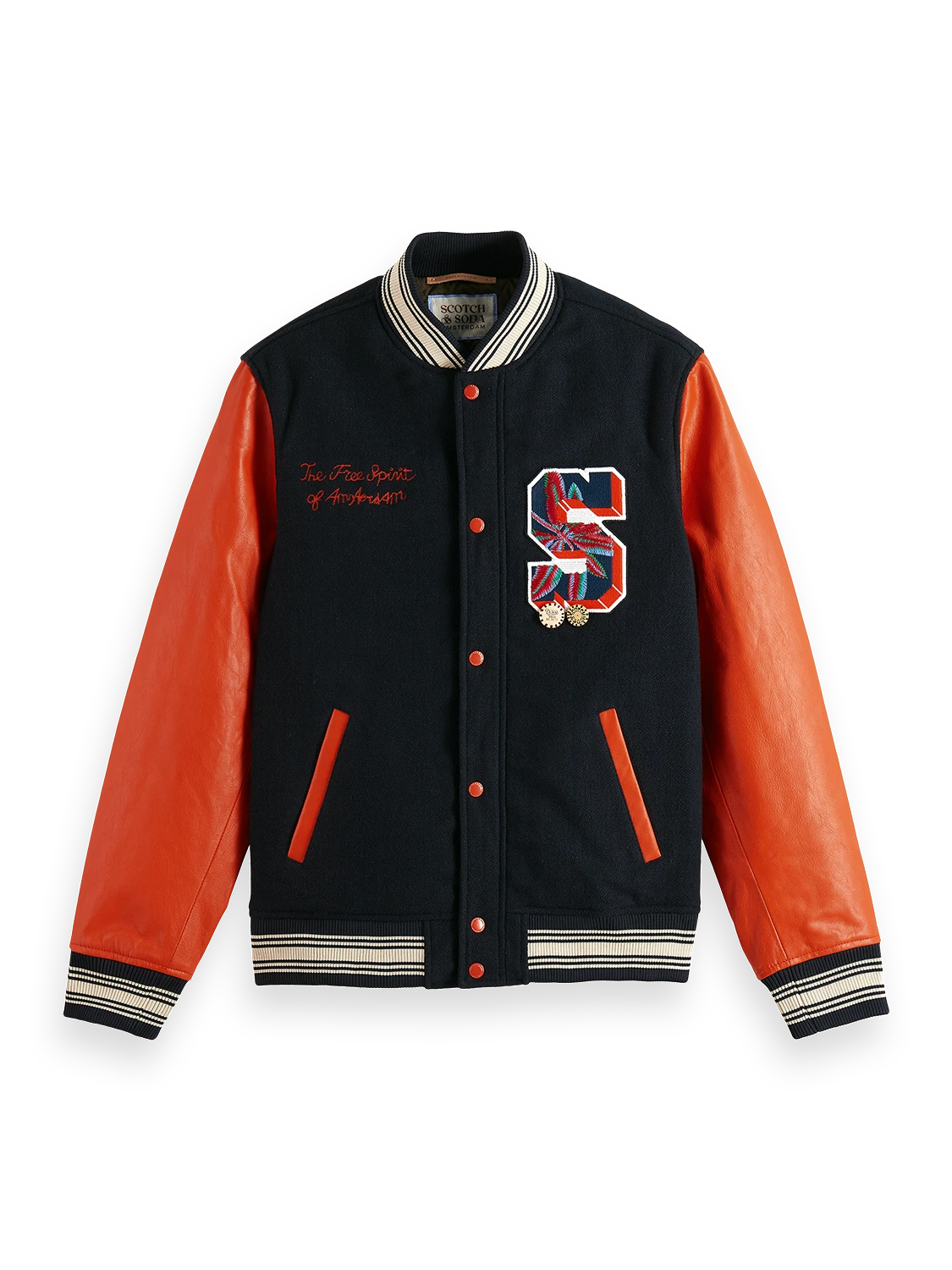 Scotch & Soda Leather College Bomber 3 Scotch & Soda Leather College Bomber