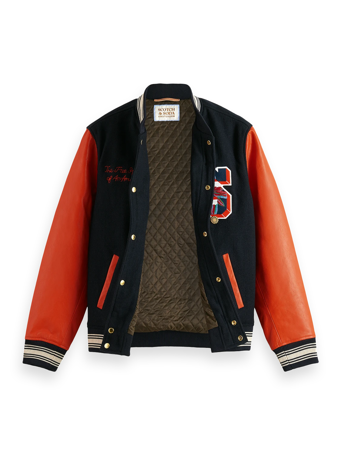 Scotch & Soda Leather College Bomber 5 Scotch & Soda Leather College Bomber - Image 3