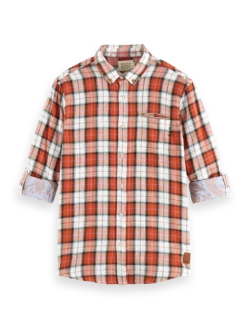 Scotch & Soda Flannel Shirt With Contrast Roll Up Sleeves