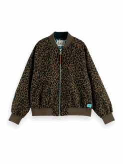 Scotch & Soda Oversized Animal Print Jacquard Bomber Jacket