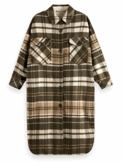 Scotch & Soda Wool Blend Check Long Shirt Jacket