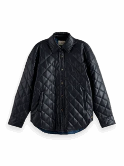 Scotch & Soda Faux Leather Quilted Shirt Jacket