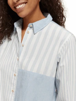 Scotch & Soda Cropped Boxy Fit Shirt 13 Scotch & Soda Cropped Boxy Fit Shirt -Scotch & Soda 173177 Sea 20Blue NHD DTL1