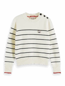 Scotch & Soda Button Shoulder Striped Pullover