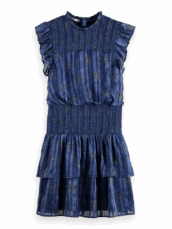 Scotch & Soda Smocked Printed Mini Dress