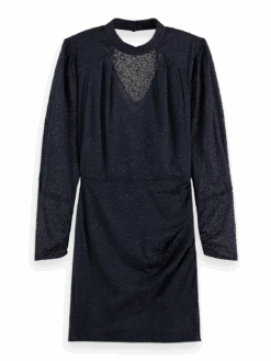 Scotch & Soda Mock Neck Mini Animal Printed Open Back Dress