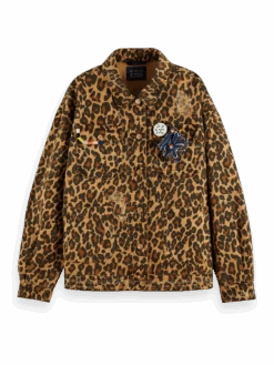 Scotch & Soda Leopard Print Boyfriend Fit Workwear Jacket