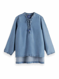 Scotch & Soda Lace Up Denim Washed Shirt