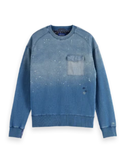 Scotch & Soda Washed Indigo Sweat With Artworks