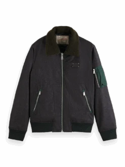 Scotch & Soda Flight Jacket With Detachable Teddy Collar