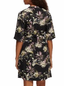 Scotch & Soda Printed V-Neck Midi Dress -Scotch & Soda 174359 Aster 20Black NHD BCK