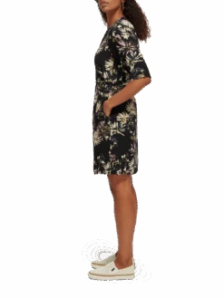 Scotch & Soda Printed V-Neck Midi Dress -Scotch & Soda 174359 Aster 20Black NHD SDE