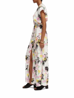 Scotch & Soda Printed V-Neck Maxi Dress 19 Scotch & Soda Printed V-Neck Maxi Dress -Scotch & Soda 174361 Aster 20White NHD SDE