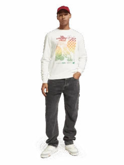 Scotch & Soda Regular Fit Chest Artwork Sweatshirt In Organic Cotton