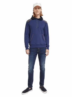 Scotch & Soda Regular Fit Mixed Fabric Hoodie In Organic Cotton