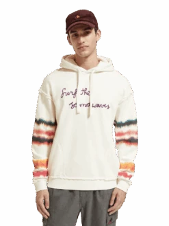 Scotch & Soda Relaxed Fit Raw Edge Artwork Hoodie Organic Cotton