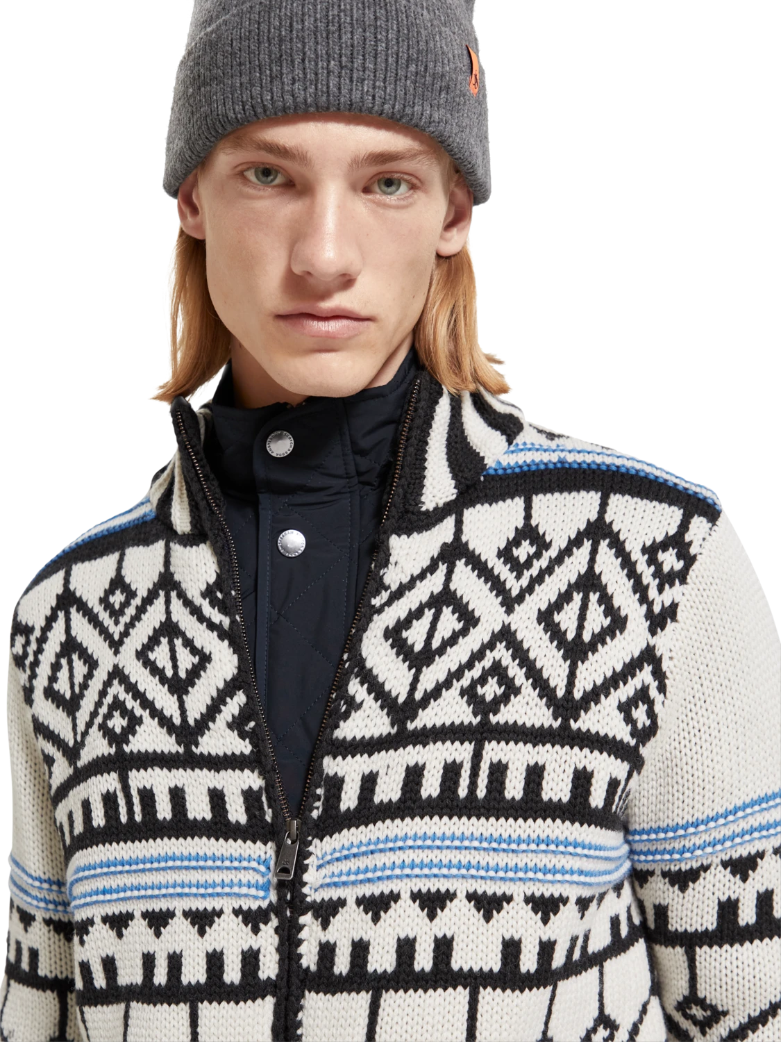 Scotch & Soda Chunky Zip-Thru Cardigan With Inner Jacket 6 Scotch & Soda Chunky Zip-Thru Cardigan With Inner Jacket - Image 4