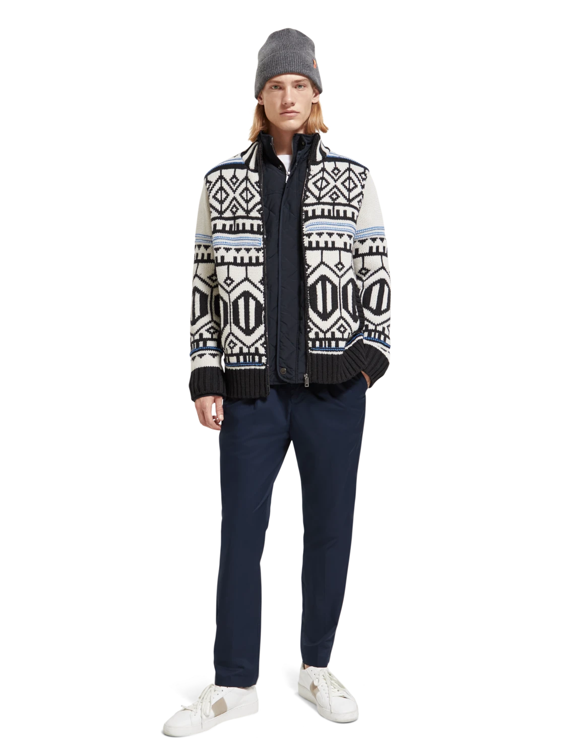 Scotch & Soda Chunky Zip-Thru Cardigan With Inner Jacket 3 Scotch & Soda Chunky Zip-Thru Cardigan With Inner Jacket