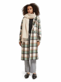 Scotch & Soda Green Check Single Breasted Coat