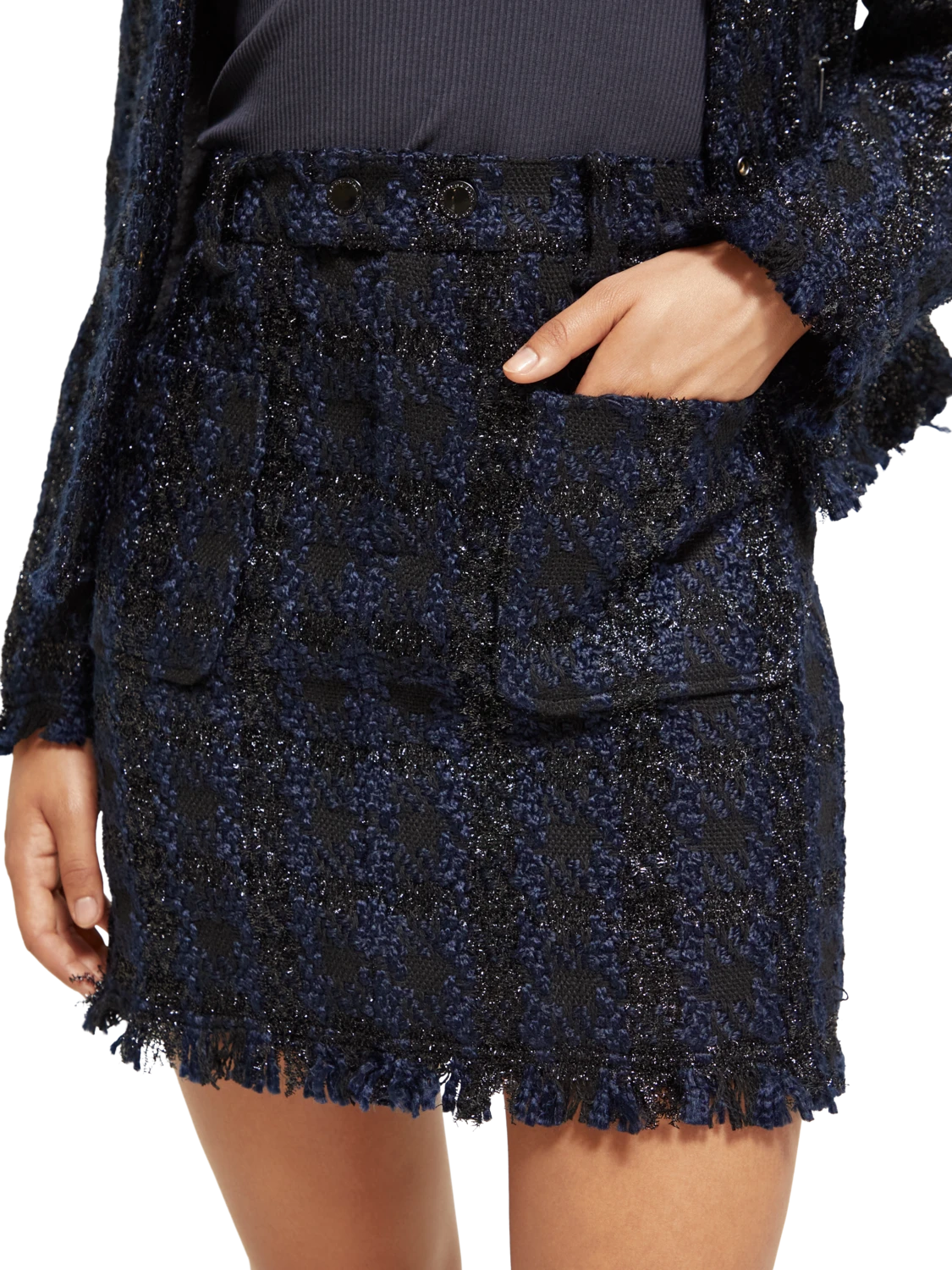 Scotch & Soda Boucle Tweed Check High Rise Mini Skirt 7 Scotch & Soda Boucle Tweed Check High Rise Mini Skirt - Image 5