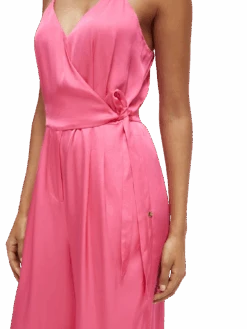 Scotch & Soda V-Neck Racerback Jumpsuit -Scotch & Soda 174910 Pink 20Punch NHD DTL1