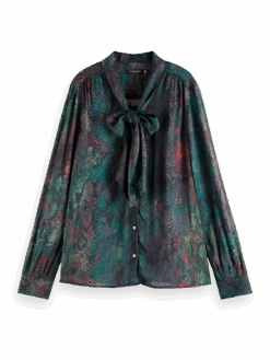 Scotch & Soda Snake Printed Tie-Neck Top -Scotch & Soda 175133 6667 FNT b09e4a2c a274 4694 855e bcc4372ac03b