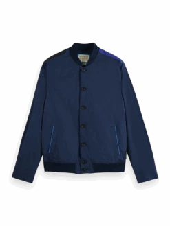 Scotch & Soda Stretch Poplin Bomber Jacket With Printed Back Panel