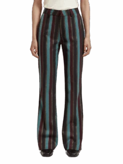Scotch & Soda Violet - Glitter Stripe High Rise Flare Pant