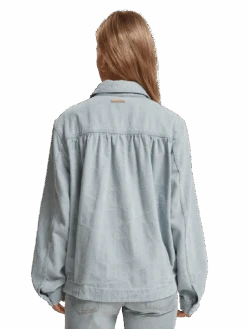 Scotch & Soda Denim Trucker Jacket | Indigo Waves Jacquard -Scotch & Soda 176252 7084 MDL BCK 43360b63 8f47 4545 bc5b 6ac45bcc4594