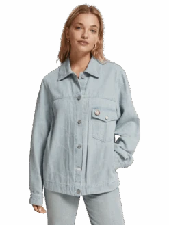 Scotch & Soda Denim Trucker Jacket | Indigo Waves Jacquard