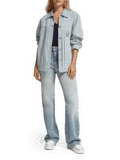 Scotch & Soda Denim Trucker Jacket | Indigo Waves Jacquard -Scotch & Soda 176252 7084 NHD FNT 4585ae50 5ffe 4c4f a0af 257ed05fe75f