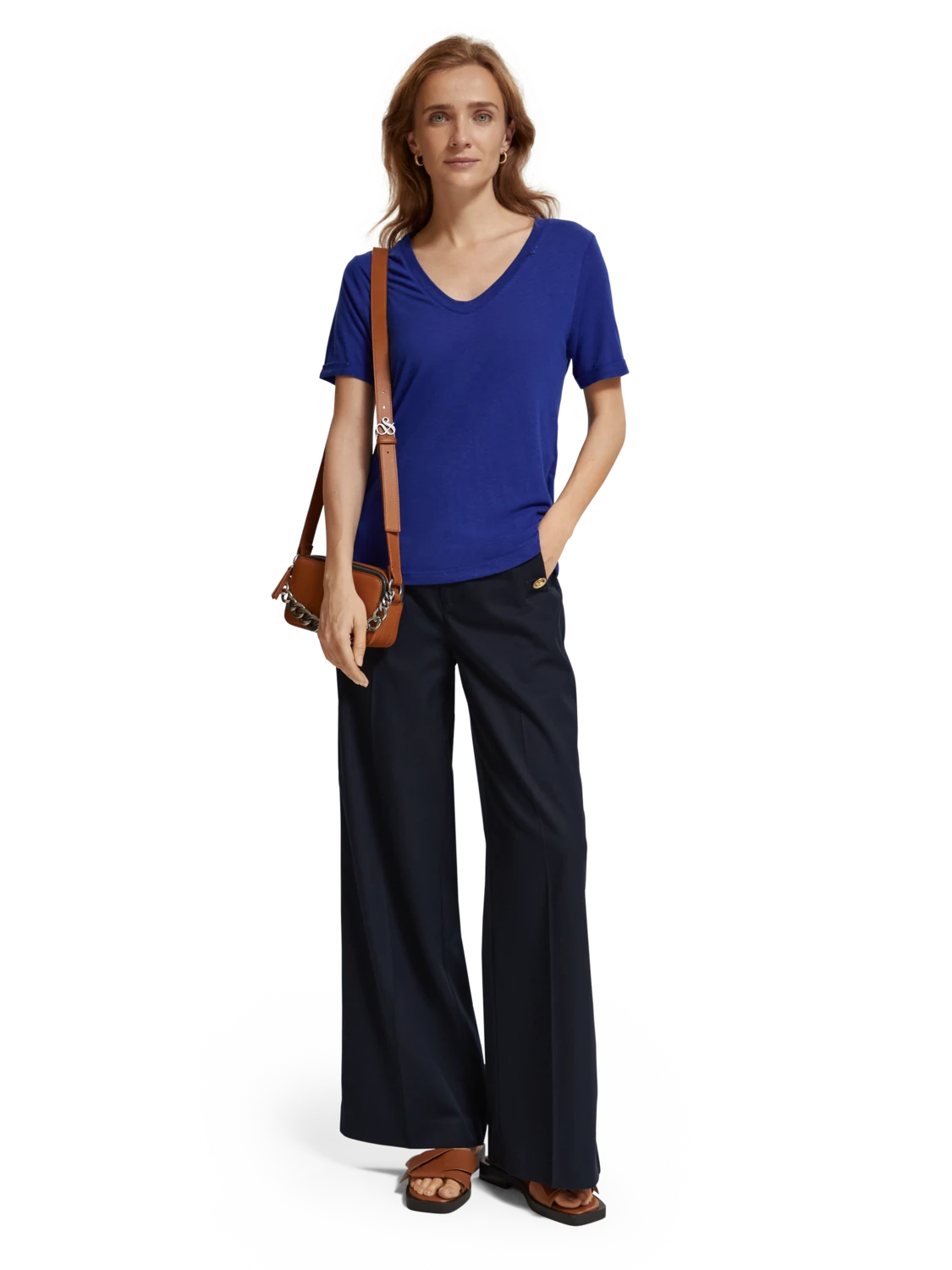 Scotch & Soda Embroidered Detail V Neck T-Shirt 3 Scotch & Soda Embroidered Detail V Neck T-Shirt